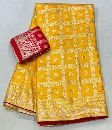 Dola silk fabric  with 2side havi  zari border Sarees