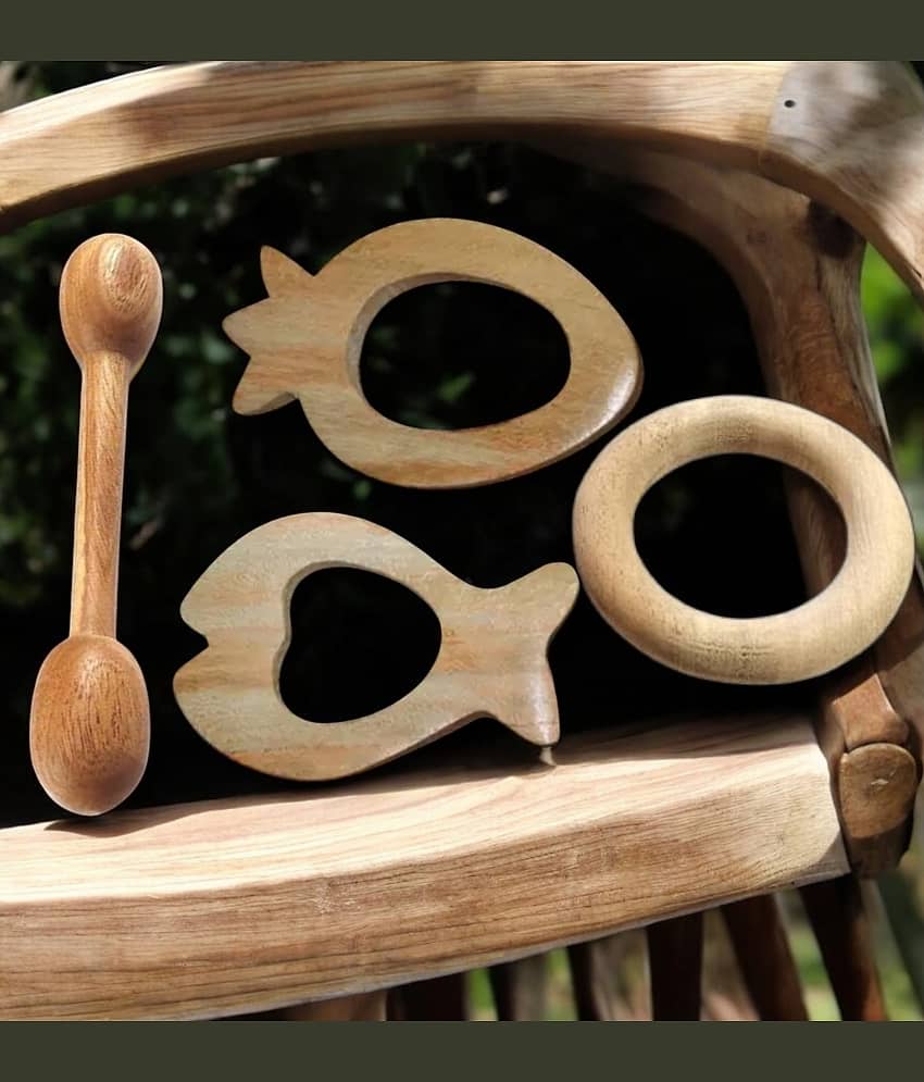 Shreeja Shilpcraft Wooden Teether ( 4 pcs )
