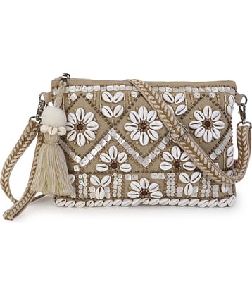 Anekaant Beige Canvas Sling Bag