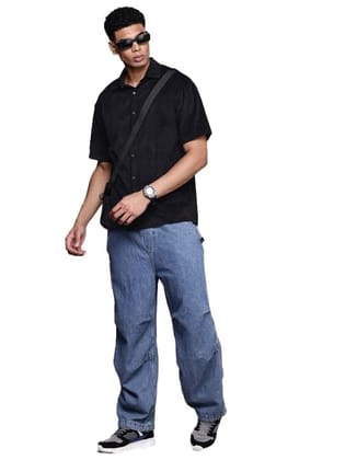 Men's Cotton Blend Solid Half-Sleeve Regular Shirt (Black, S)-PID56277 Men's Cotton Blend Solid Half-Sleeve Regular Shirt (Black, S)-PID56277