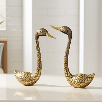 Brass Showpiece Duck Pair Statue (ANMAS138 G)