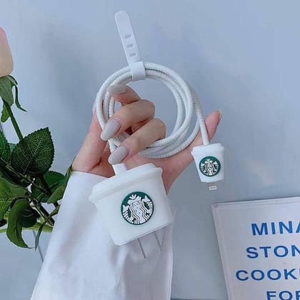 White Starbucks Iphone Charger Cover | Charger Protector