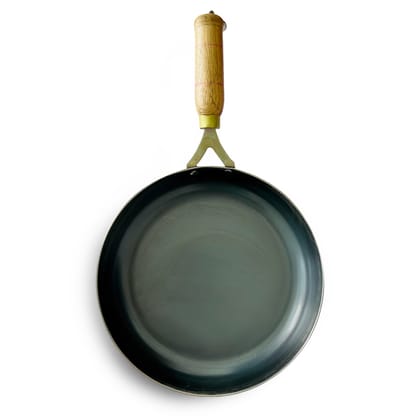 Kichera 100% Pure Iron Fry Pan with Wooden Handle | Naturally Non-Stick, Induction & Gas Compatible Cookware-8 inch