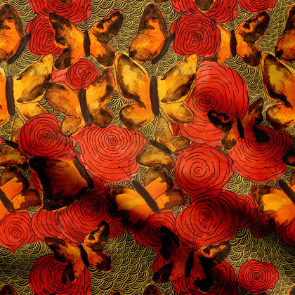 Fluttering Flames Print Fabric-Cotton