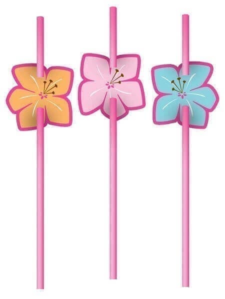 Wanna Party Straws with Luau Flower Attachment - 6CT - Party and Festive Needs | Buy online on ZillyBuy
