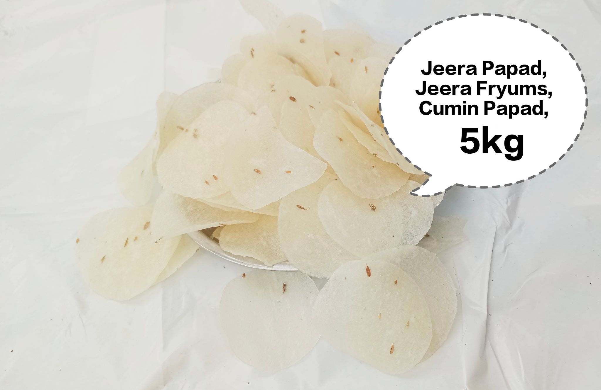 Jeera Papad, Jeera Fryums, Cumin Papad, Jeera Papad Fryums, Indian Jeera Papad 5kg
