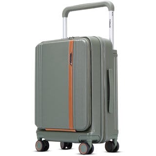 Timus Starlite 58 cm Premium Wide Handle Polycarbonate Trolley Bag (42L) with USB Port - Olive Green