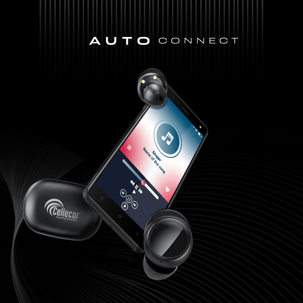 Cellecor BroPods CB04 Waterproof Earbuds With 20 Hours Playtime, Automatic Pairing, ENC Bluetooth - Black