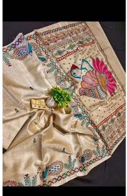 Tasar Madhubani saree