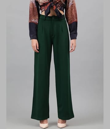 kotty Women Cotton Blend Formal Trousers ( Green )