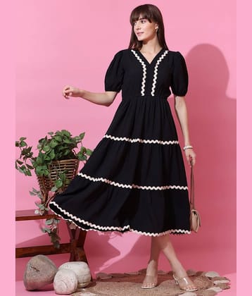 Sheetal associates Women Crepe Fit & Flare Dress ( Black )