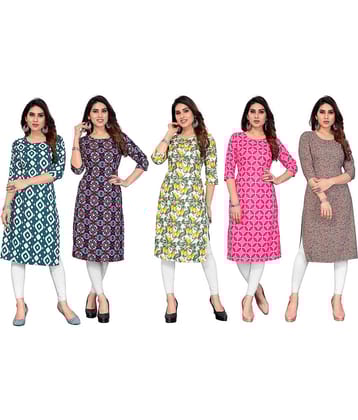 KETAKI FASHION Crepe Printed Straight Women's Kurti - Multicoloured ( Pack of 5 )