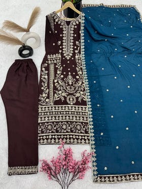 Trendy Top-Bottom And Dupatta With Heavy Embroidery Sequence Work