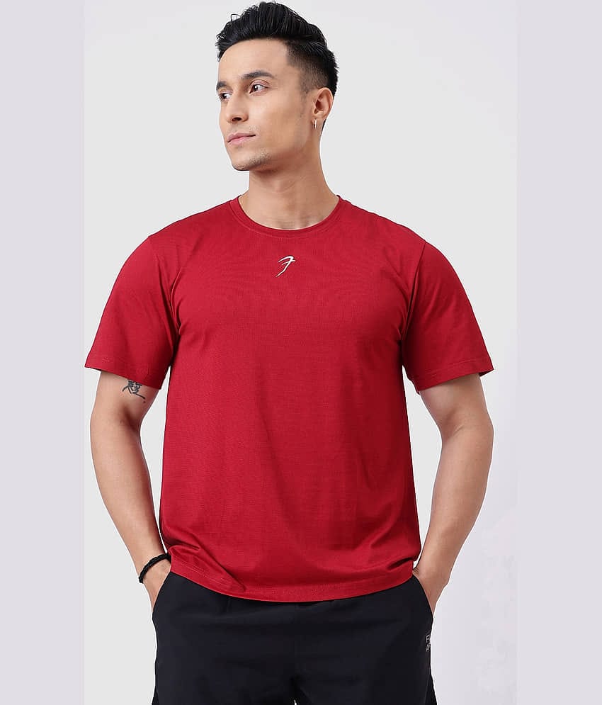 Fuaark Red Cotton Regular Fit Men's Sports T-Shirt ( Pack of 1 )