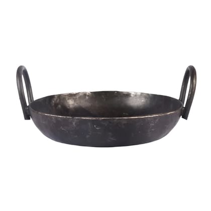 Seasoned Iron Flat Bottom Kadai-9 inch