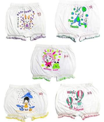 HAP Pack of 5 Cotton Bloomers For Girls ( White )
