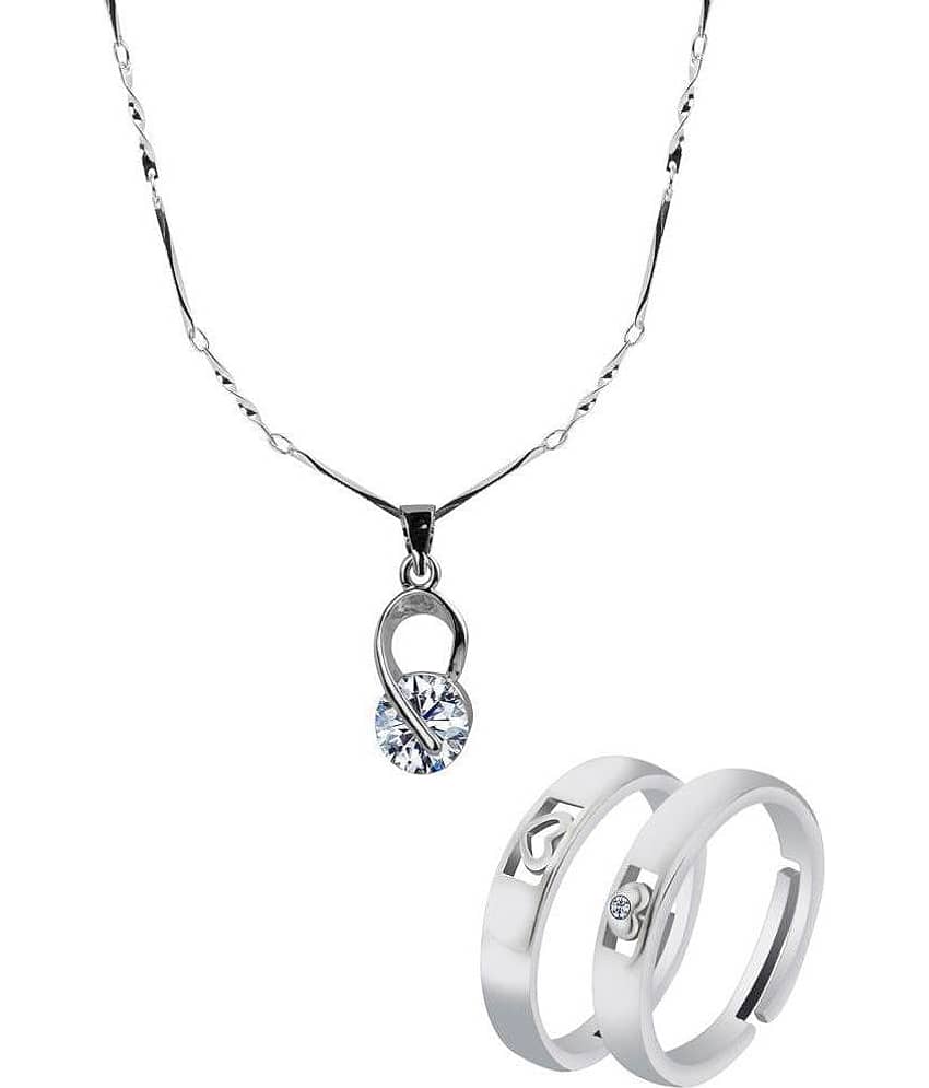 Silver Shine - Silver Couple Ring ( Pack of 3 )