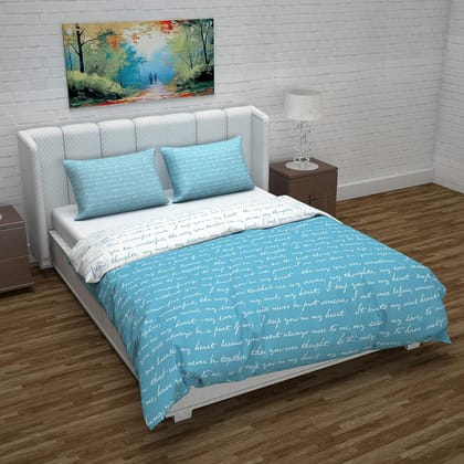 Microfiber Reversible Double Bed Queen Size Floral Printed Duvet Cover, Sky Blue and White-Double / Sky Blue and White / DC-UL1101