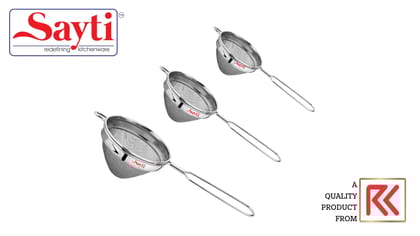 RK Sayti Stainless Steel Conical Strainer, 304 Grade Single Mesh, Premium Polish, Medium,Large,XL Pack of 3 RK Sayti Stainless Steel Conical Strainer, 304 Grade Single Mesh, Premium Polish, Medium,Large,XL Pack of 3
