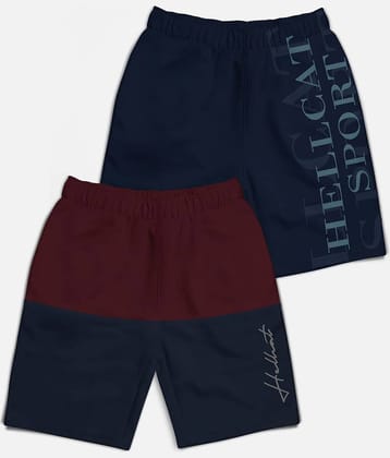 HELLCAT Pack of 2 Cotton Blend Shorts For Boys ( Multi Color )