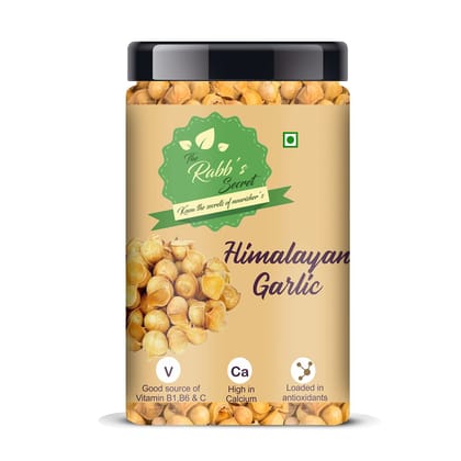 The Rabb's Secret Himalayan Garlic 350gm Jar - Kashmiri Lehsun/Himalayan Single Clove Garlic or Snow Mountain Garlic for strong Immunity & Diabetes (Himalayan garlic, 350gm)