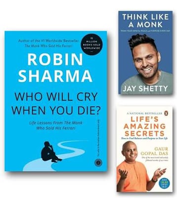 Set Of Three Books | Who Will Cry When You Die + Life Amazing Secrets + Think Like A Monk | Combo Books