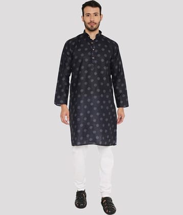 Maharaja - Blue Linen Regular Fit Men's Kurta Pyjama Set ( Pack of 1 )