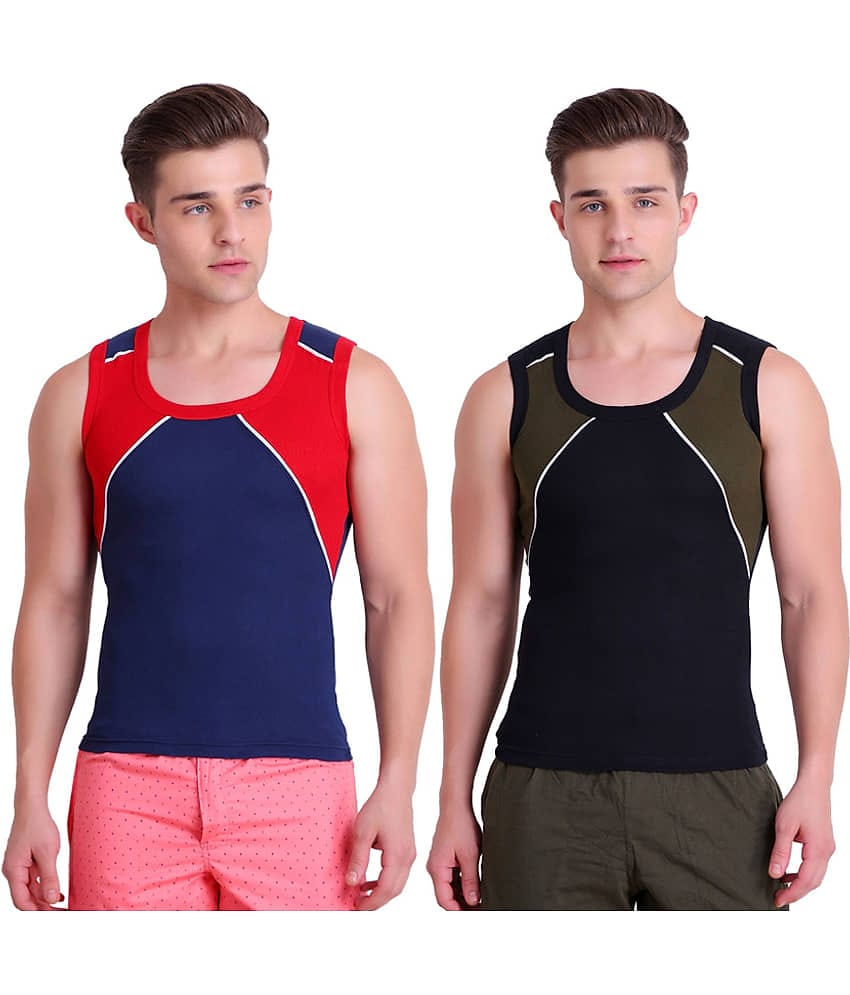 TT Pack of 2 Cotton Blend Sleeveless Vest For Men ( Blue )