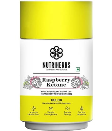 Nutriherbs Raspberry Ketones Garcinia Cambogia (60 Capsule) 800 mg Fat Burner Capsule Pack of 1