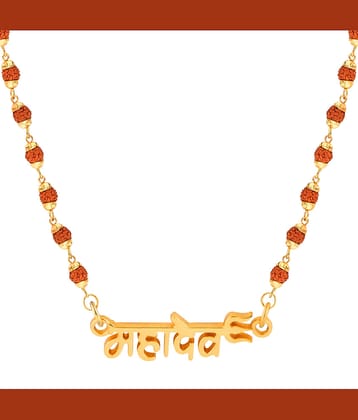 SILVER SHINE Gold Plated Rudraksh Mala Mahadev Pendant Mala for Men and Women
