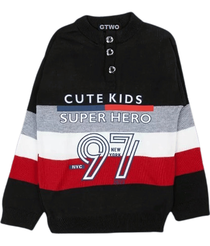 GTwo Pack of 1 Boys Woollen Blend Pullover Sweater ( Black )