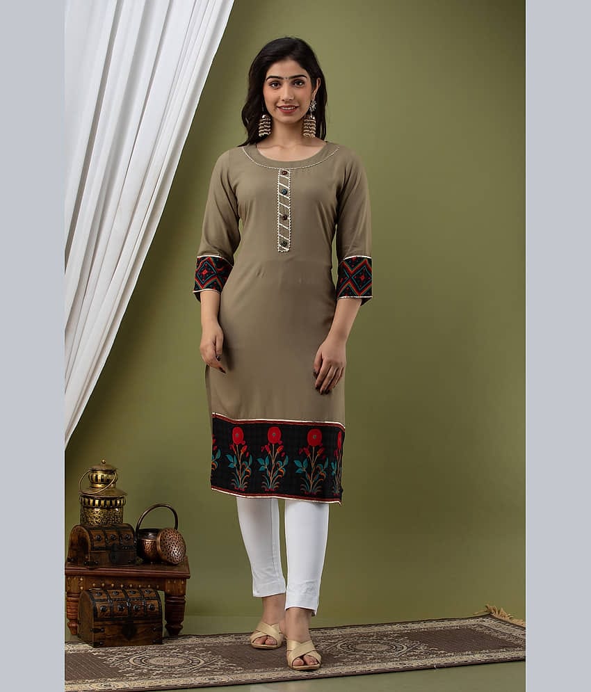 Lee Moda - Brown Rayon Women's Straight Kurti ( Pack of 1 )