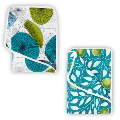 Green Leaf Pattern Dohar Combo For kids 100% Cotton Baby Blanket for New Born under 04 Years-Toodler/Infants / Green / KTB-PR_5001_ME1154