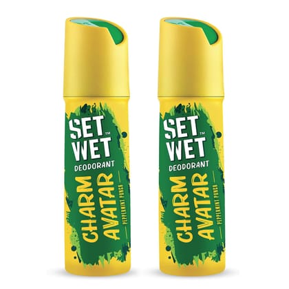 Set Wet Deodorant Spray For Men Charm Avatar Peppermint Punch, 150ml (Pack of 2) Set Wet Deodorant Spray For Men Charm Avatar Peppermint Punch, 150ml (Pack of 2) - Yellow / 150 ml (Pack of 2)