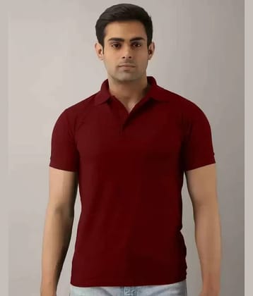 SKYRISE Pack of 1 Cotton Blend Slim Fit Solid Half Sleeves Men's Polo T Shirt ( Burgundy )