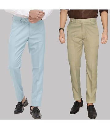 Kundan - Multicolor Cotton Blend Regular - Fit Men's Formal Pants ( Pack of 2 )