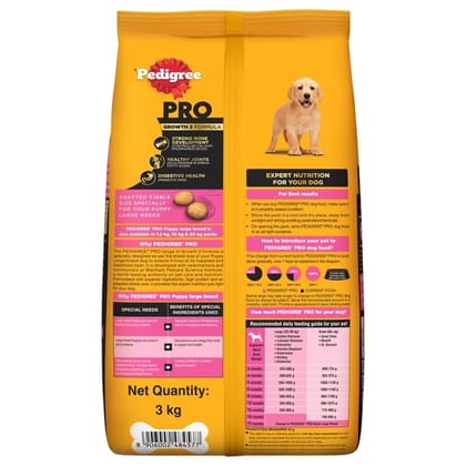 Pedigree PRO Puppy (3 to 18 Months) Large Breed Dry Dog Food 3kg Pedigree PRO Puppy (3 to 18 Months) Large Breed Dry Dog Food 3kg