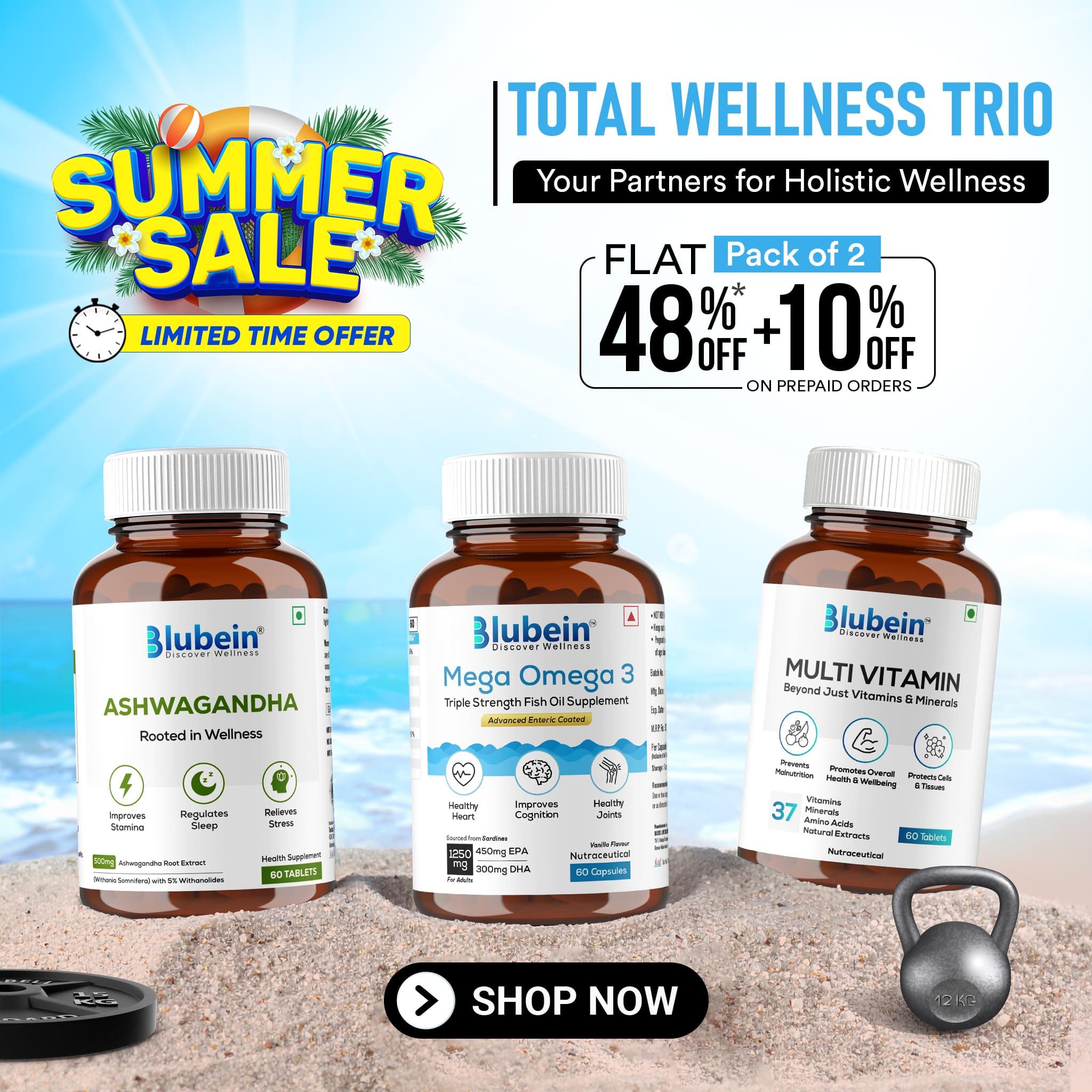 Total Wellness Trio | Pro-Level Supplement Stack for Fitness Enthusiasts-Pack of 2