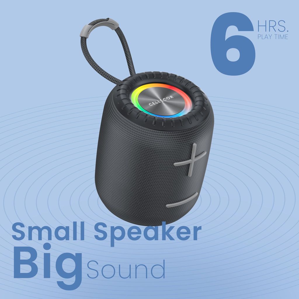 CELLECOR BT-703 6W Mini Portable Wireless Speaker | 6 Hour Playtime | 5.0V | Bluetooth Speaker with RGB Light - Black