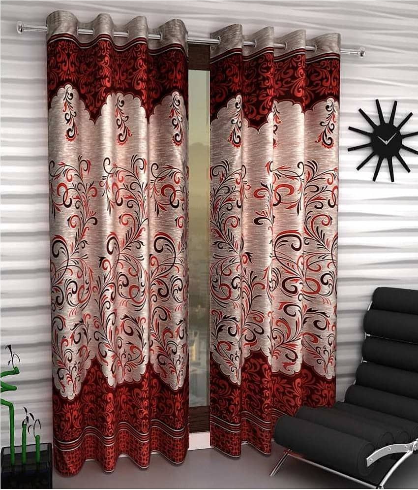 Tanishka Fabs Transparent Curtain 7 ft ( Pack of 2 ) - Maroon