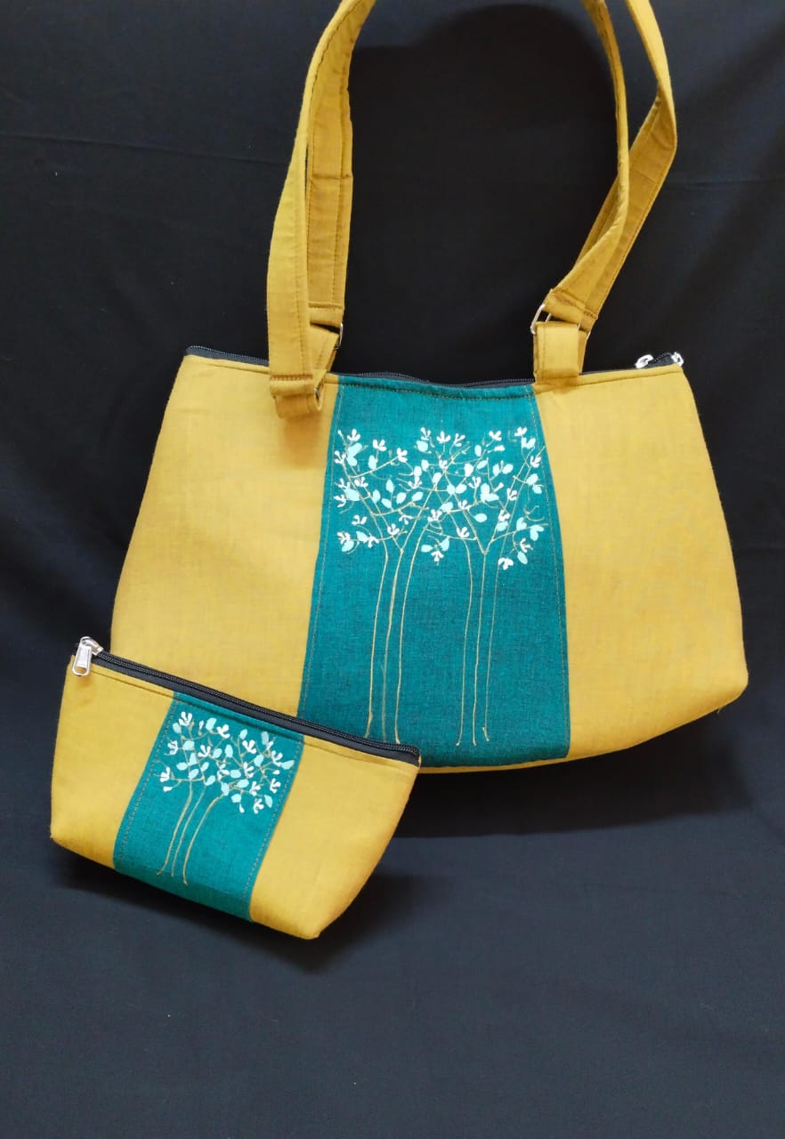 Hand Painted Yellow Bag