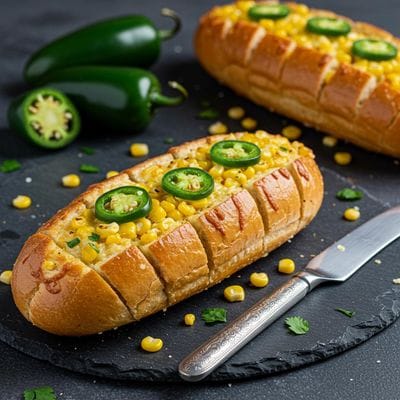 Corn And Jalapeno Garlic Bread