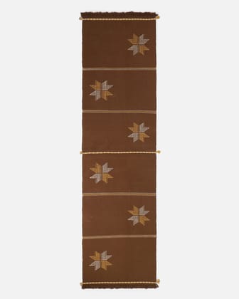 Adela Extra Weft Dhurry-Medium Brown / 24" X 96" / Cotton x Cotton