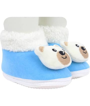 Neska Moda Baby Boys & Girls Blue Cotton Fur Booties/Shoes For 0 To 12 Months-BT457