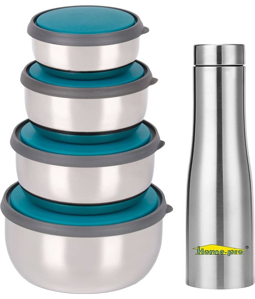 HomePro Steel Silver Food Container ( Set of 5 )
