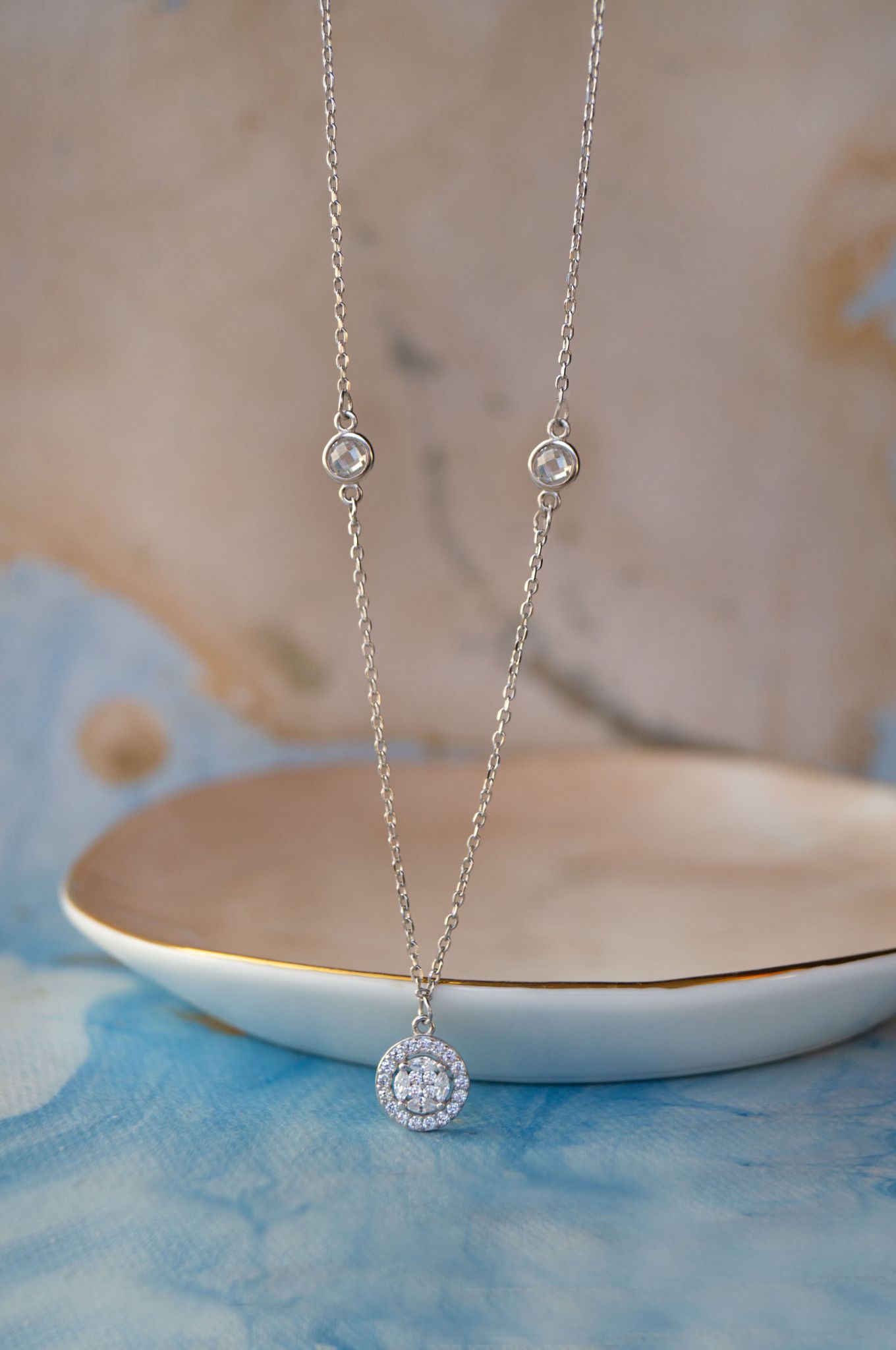 Minimal Cluster Sterling Silver Chain Necklace-Silver