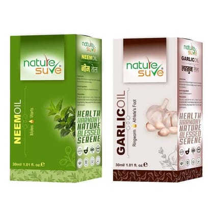 Nature Sure Combo - Neem Margosa Oil 30ml and Lehsun Garlic Oil 30ml