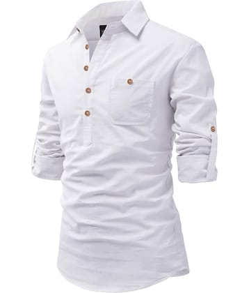 UNI VIBE Olive Cotton Blend Men's Shirt Style Kurta ( Pack of 1 )