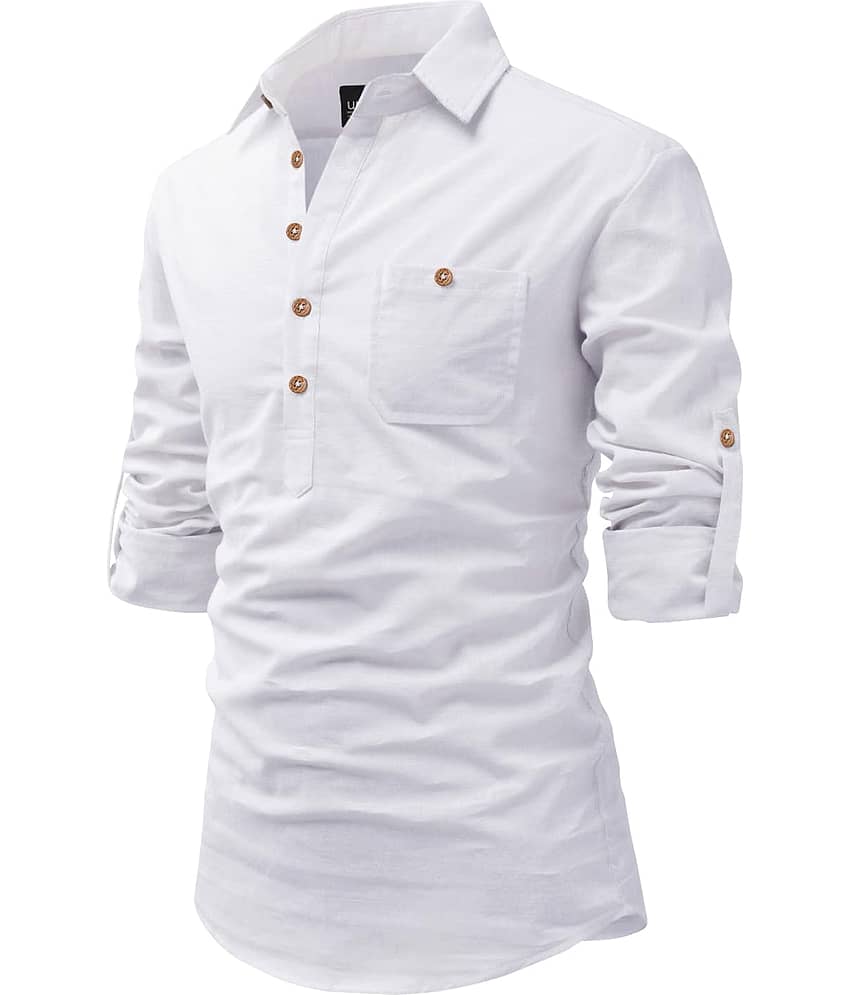 UNI VIBE Olive Cotton Blend Men's Shirt Style Kurta ( Pack of 1 )