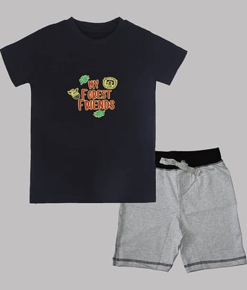 ETCHED DESIGN Pack of 1 Boys Cotton T-Shirt & Shorts Set ( Multicolor )